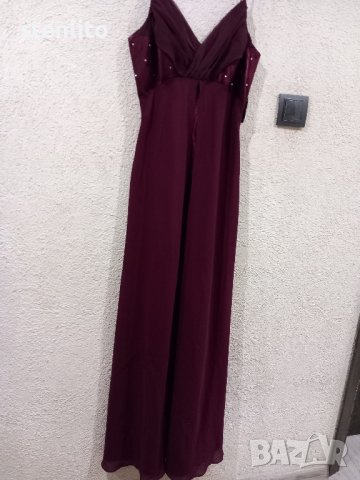Дълга Бална рокля цвят бордо размер S, снимка 2 - Рокли - 44344056