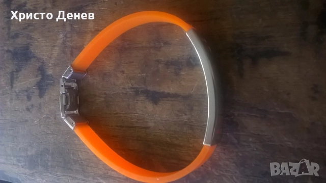 гривна силикон оранжева и стомана дизайнерска, снимка 3 - Гривни - 52988913