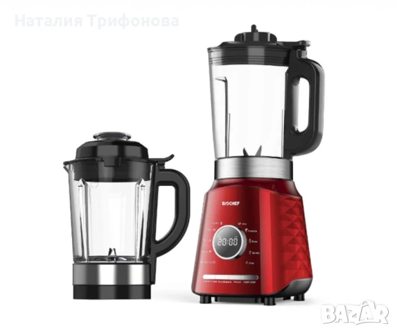 Вакуумен блендер и уред за приготвяне на супи Aurora - черен, червен, снимка 1