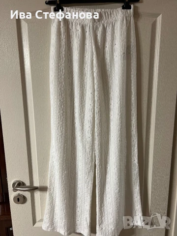 Нов бял висока талия спортно елегантен еластичен панталон , снимка 6 - Панталони - 40368001