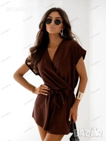 Къс дамски гащеризон с V-образно деколте, 7цвята , снимка 2 - Гащеризони - 50180637