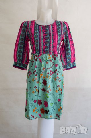 Рокля в тюркоаз и циклама Markshara - M, снимка 2 - Рокли - 42592806