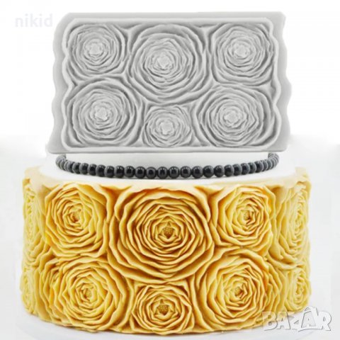 Огромни Рози Розети божури на пластове пано силиконов молд форма декорация торта фондан, снимка 2 - Форми - 34781637