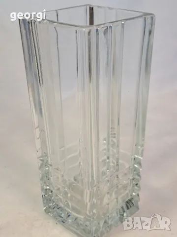 масивна стъклена квадратна ваза  6/3, снимка 3 - Вази - 49272144