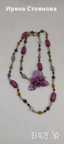 Колие с естествен цвят на орхидея , снимка 14 - Колиета, медальони, синджири - 50176243