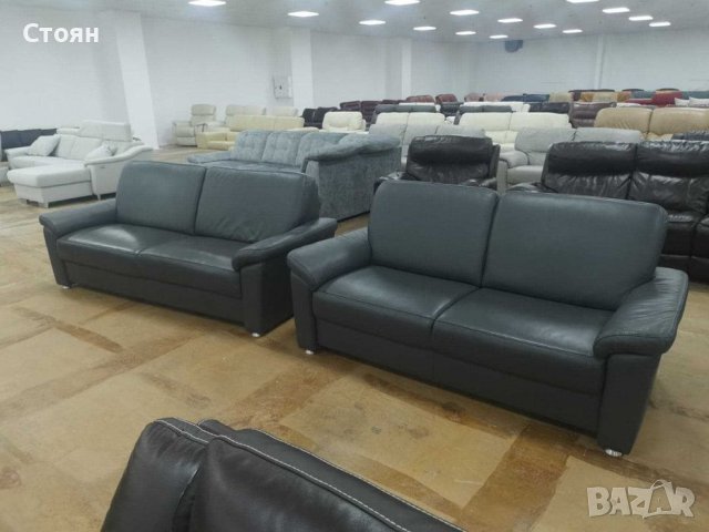Нови Сиви кожени дивани "ТОТО" - тройка и двойка, снимка 8 - Дивани и мека мебел - 39393514