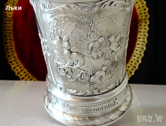 Калаена халба,чаша с Гроздобер,Дърводобив,Стригане на овце. , снимка 12 - Антикварни и старинни предмети - 52216078