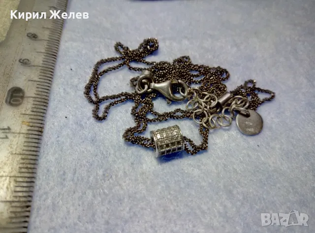 ИЗЯЩНО НЕЖНО СРЕБЪРНО КОЛИЕ СРЕБРО 925 ITALY с РОДИЕВО ПОКРИТИЕ и ИСКРЯЩИ ЦИРКОНЧЕТА 48619, снимка 7 - Колиета, медальони, синджири - 50136408