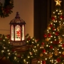 Коледен светещ фенер с въртящ се снежен ефект – уют и коледна магия, снимка 3