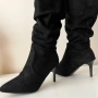 **НОВИ** стилни дамски ботуши на ток в черен цвят, размер 38, снимка 6