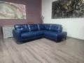 Син кожен ъглов диван, снимка 10