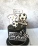 Футбол топка тениска Happy Birthday  сет картонени топери украса за торта парти рожден ден футболни