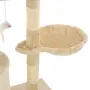 vidaXL Котешко дърво със сизалени стълбове, 138 см, бежово, снимка 7