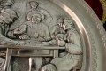 Чиния,пано от калай,релефна картина 30 см.,лов,покер. , снимка 8