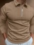Мъжка едноцветна блуза с цип на райе с дълъг ръкав, 7цвята - 023