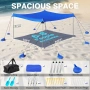 3x3м Плажна тента/ шатра за 8 човека, UPF 50+, 8 торби за пясък, Индиго, Rhino Valley, снимка 5