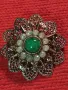 ВЕЛИКОЛЕПНА СТАРИННА ФИЛИГРАННА СКЪПОЦЕННА ПОЗЛАТЕНА МЕДНА БРОШКА с ШЛИФОВАН РЯДЪК ЗЕЛЕН ЯСПИС 45668, снимка 14