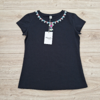 Нова черна блузка , снимка 2 - Тениски - 44622234