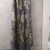 Бутикова Рокля от Естествена коприна, нова, сиво и златно, размер L, снимка 8 - Рокли - 42472238
