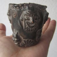 Стара чаша керамика, с театрални маски , снимка 6 - Други - 31812717