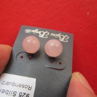 Страхотни сребърни обеци с розов кварц 925, снимка 7 - Обеци - 36912646