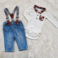 Боди риза H&M и дънки за бебе 0-3 месеца, снимка 14 - Комплекти за бебе - 42200986