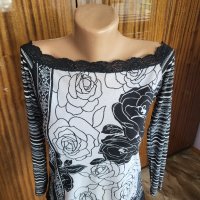 Красива блуза с лодка деколте , снимка 2 - Блузи с дълъг ръкав и пуловери - 42220787