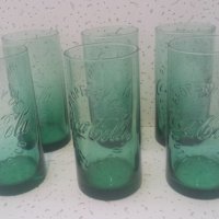 Стъклени чаши Кока Кола, цветни, цилиндри 6 бр, снимка 1 - Колекции - 39434226