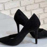 Стилни черни обувки, снимка 3 - Дамски обувки на ток - 35644178