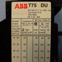 термична защита ABB T75 DU 29-42A, снимка 6 - Резервни части за машини - 37461258