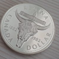 1 сребърен долар 1982 година Канада Елизабет II сребро 2, снимка 2 - Нумизматика и бонистика - 37435705