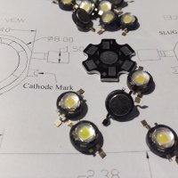 3W Бели 6000К светодиоди (3W White LED) с чипове на CREE, снимка 1 - Друга електроника - 37007950