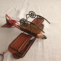 Старинен ръчно изработен метален самолет-окопно изкуство, снимка 7 - Антикварни и старинни предмети - 44586853