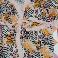 Нов Дамски Халат  С М Л ХЛ с връзки в тигрова окраска, снимка 5 - Нощници - 42788113