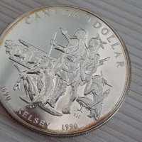 1 сребърен долар 1990 година Канада Елизабет II сребро ТОП, снимка 2 - Нумизматика и бонистика - 37435993