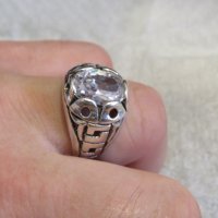 Стар красив мъжки сребърен пръстен с голям красив камък и прекрастна изработка, снимка 4 - Пръстени - 29453214