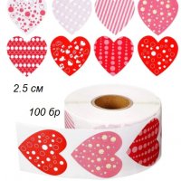 100 бр червени сърце сърца самозалепващи лепенки стикери за ръчна изработка за подарък Валентин , снимка 4 - Други - 31391576