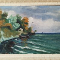 Картина "Рибарската хижа" край Варна, худ. Т.Петров, 1946 г, снимка 1 - Картини - 42598755