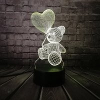 Холограмна LED лампа CREATIVE 3D taddy bear, снимка 1 - Лед осветление - 40327798