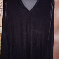Черна плюшена блуза. Размер L, ХL., снимка 1 - Блузи с дълъг ръкав и пуловери - 40521682