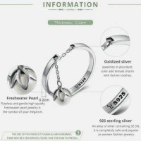 VOROCO 925 сребърен пръстен с перла, снимка 4 - Пръстени - 37355110