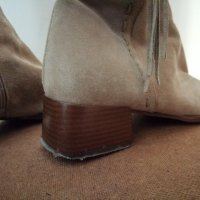 №39 ONLY дамски обувки боти ботуши от естествена кожа велур в бежов цвят-подарък при поръчка над 7лв, снимка 8 - Дамски ботуши - 42814435