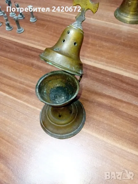 старинно бронзово  кандило, снимка 1