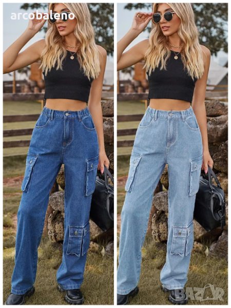 Нови ежедневни изпрани дамски дънки с много джобове, 2цвята , снимка 1