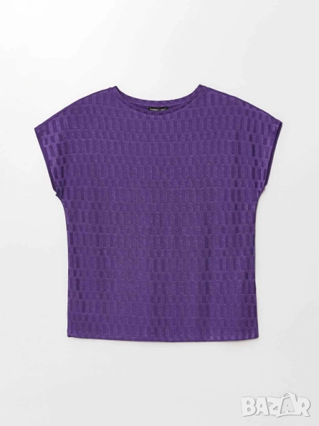 Дамска тениска с деколте LC Waikiki, 61% полиестер, 49% вискоза, Лилава, 2XL, снимка 1