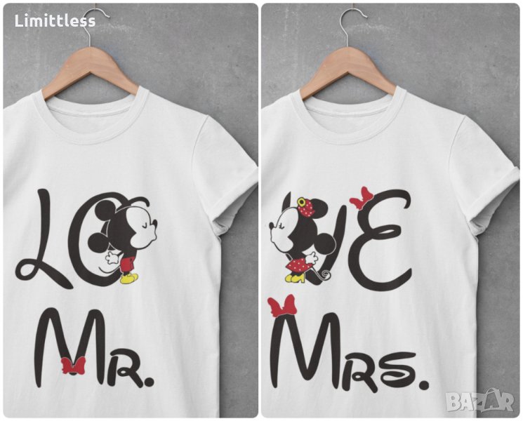Тениски за влюбени двойки Свети Валентин ПРОМОЦИЯ индивидуален дизайн, снимка 1