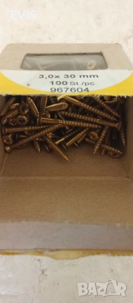 Месингови винтове за дърво 3х30 – PH2, 100 бр., снимка 1