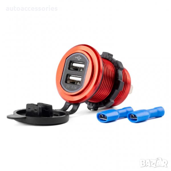 3000053694 Водоустойчиво зарядно с 2xUSB гнезда 12 / 24V MOD-10 02860, снимка 1