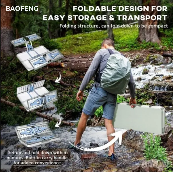 @ Нови от ВНОСИТЕЛ Алуминиева сгъваема маса с 4 стола за пикник ,85x67x67 см тип куфар, снимка 1