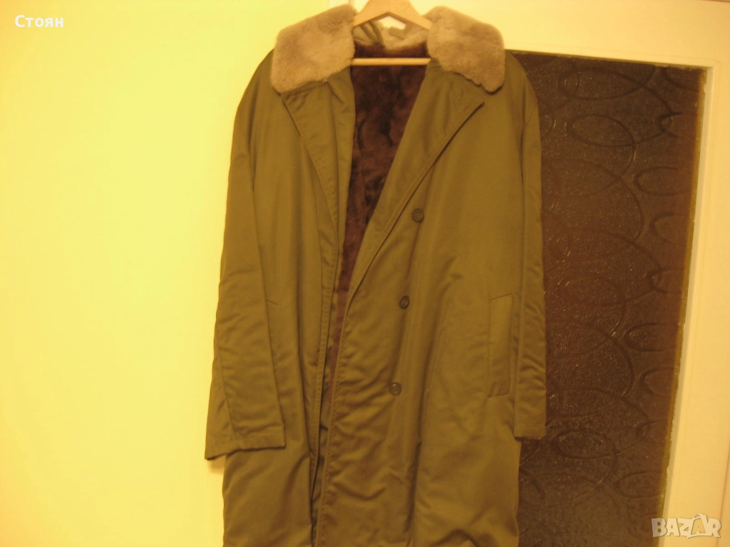 НОВА Шуба , масленозелена , с подплата Овча кожа , № 60, снимка 1